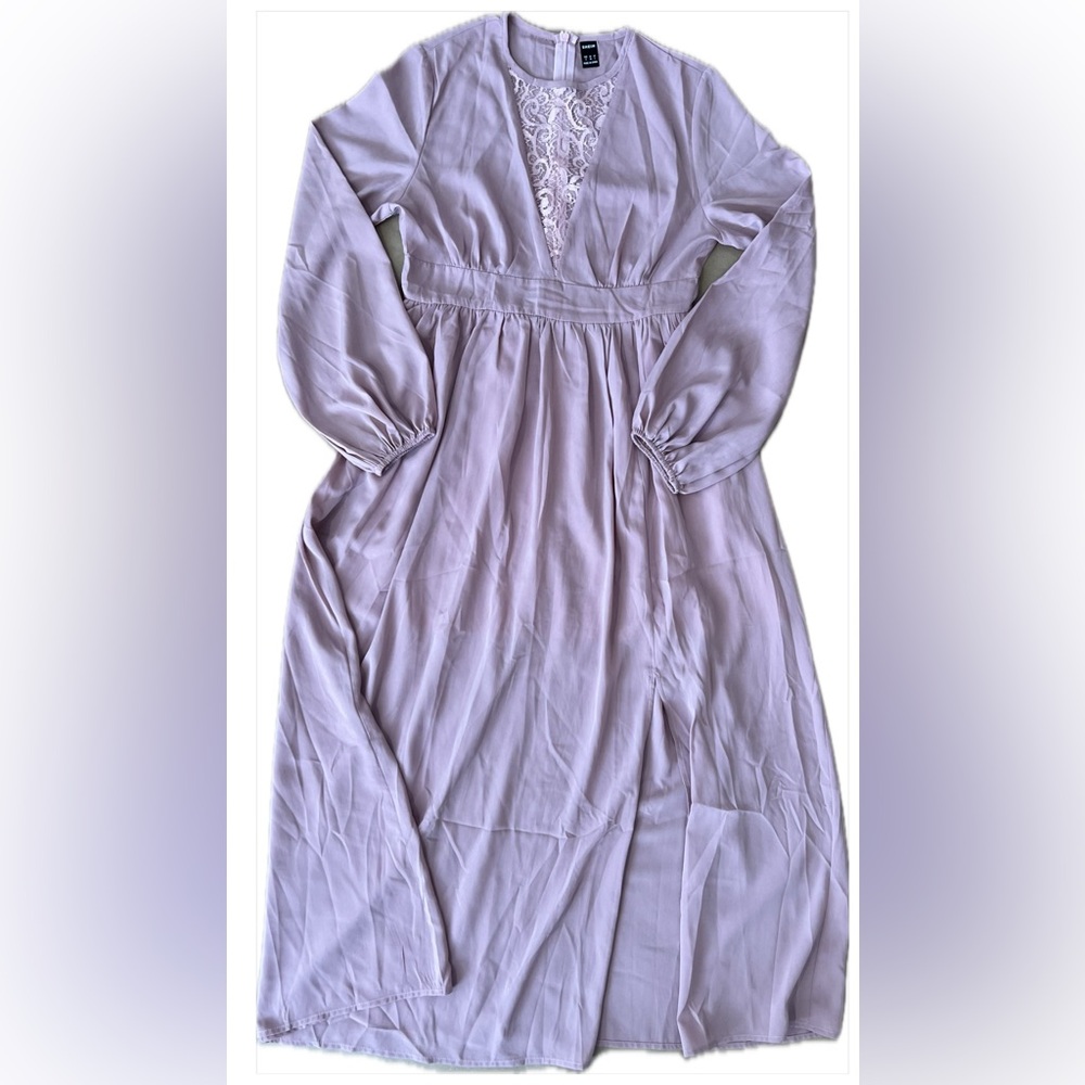 Midi Pink Long-sleeve Shein Small Dress Lace